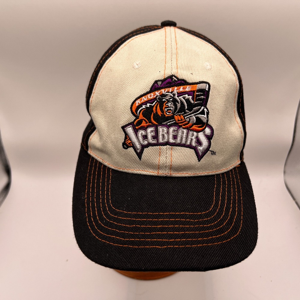 Knoxville Ice Bears Hockey Hat Black Cream Orange Contrast Stitch Adjustable Cap